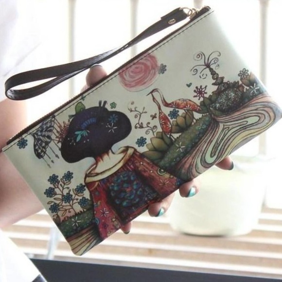 Handbags - NWT Zipper Large Capacity Wallet - Kimono Girl